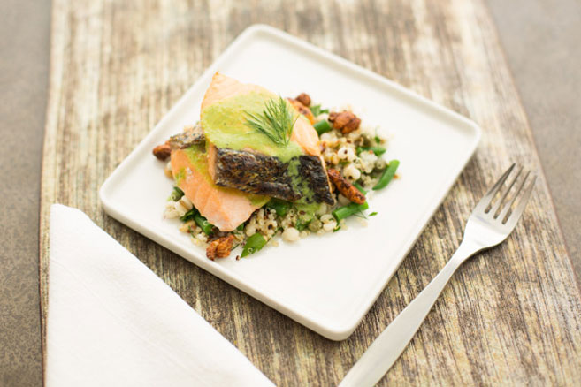 Roasted salmon with herb sauce (Photo: Eat Real Food Co.)