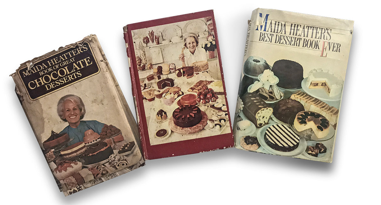 Well-used Maida Heatter cookbooks