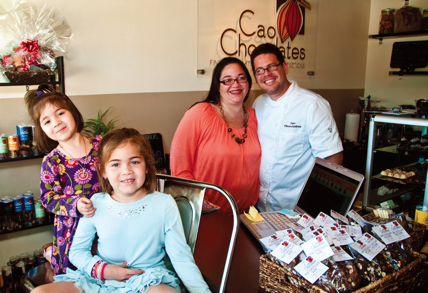 Trillos family at Cao Chocolates store