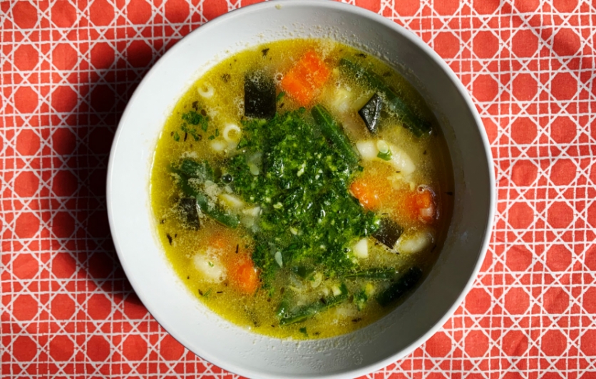 Soupe au pistou uses seasonal veggies