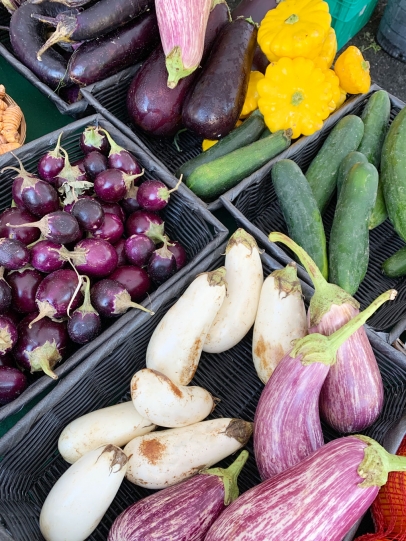 Eggplant, pattypan squash, cucumbers: winter bounty at the farmers market