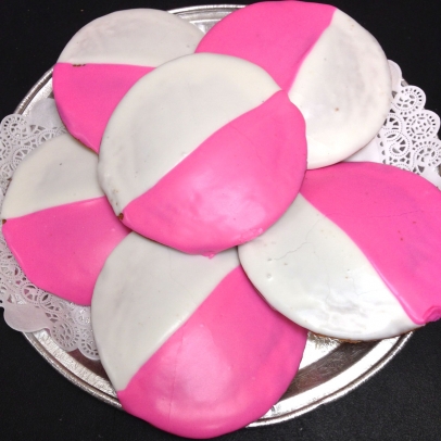 Pink-and-white cookies at Doris Italian Market and Bakery