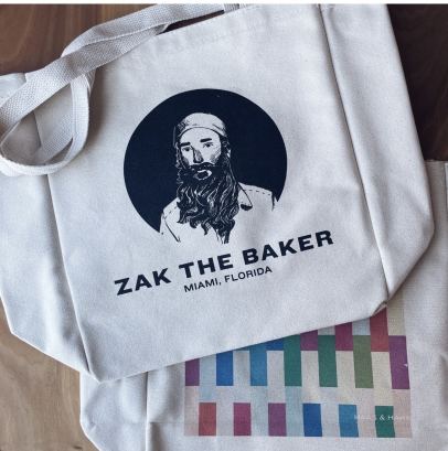 Zak the Baker on tote 