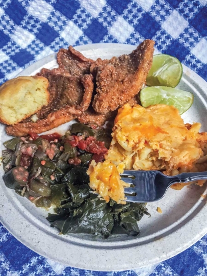 Fried catfish and mac and cheese at Jackson's Soul Food
