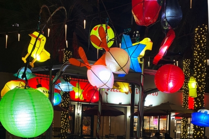 Chinese lanterns are part of decorated pedicabs in 