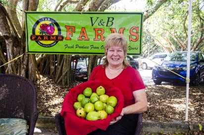 Pam Vick with freshly harvested guavas