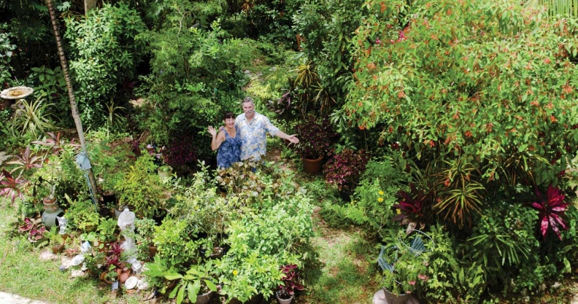 Their garden contains winding paths showcasing different areas