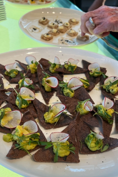 Guests were treated to fresh guacamole atop tortillas, tiny squares of Zak the Baker bread topped with a swirl of Wisconsin creamery butter and deviled quail eggs
