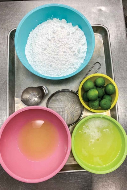 Ingredients for key lime torta icing