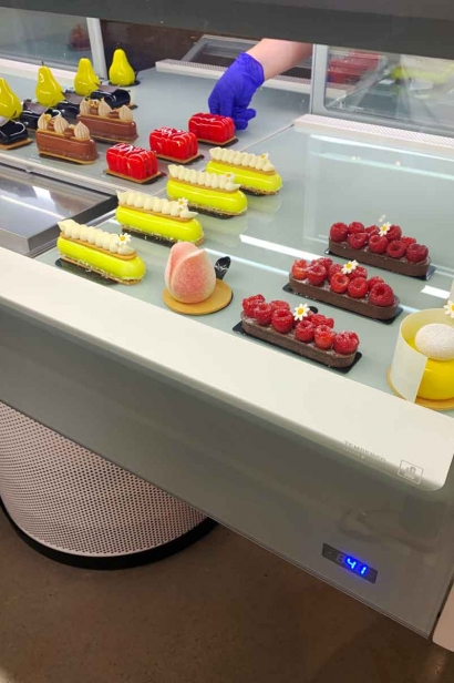Italian-made display cases, the only ones of their kind in the U.S., keep pastries and bonbons at the ideal temperature and humidity