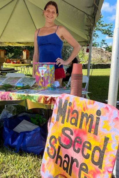 Corinne Mariposa of Seed Share Miami sets up seed-sharing booths at markets and events and talks about propagation