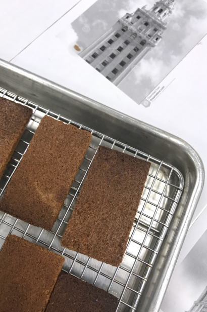 Gingerbread walls are baked in pieces