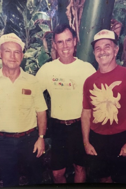 William Lessard, left, with Don Chafin, center, and Phil Rowe, a banana expert who worked for the Honduras Foundation for Agricultural Research in Honduras 