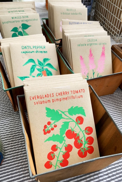 Seed packets at Little River Cooperative