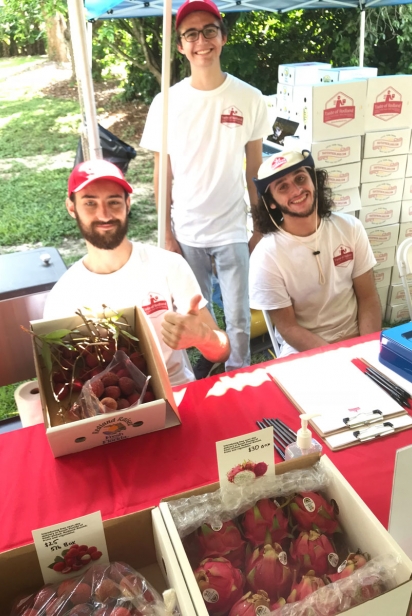 Caleb Carr, Theo Braun and Max Trullenque at Fruit and Spice Park's annual summer fruit festival
