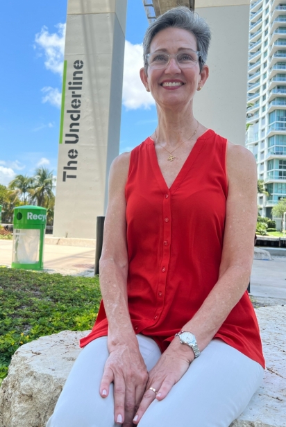 Meg Daly in behind The Underline, a 10-mile linear park, urban trail and public art destination, in the words in Miami-Dade County 