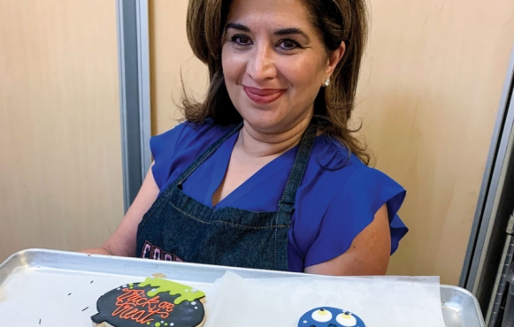 Sharmila Melwani with decorated cookies