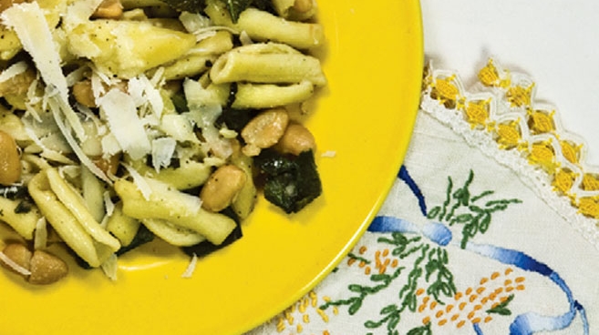 Escarole and White Bean Cavatelli with Shaved Parmigiano Reggiano