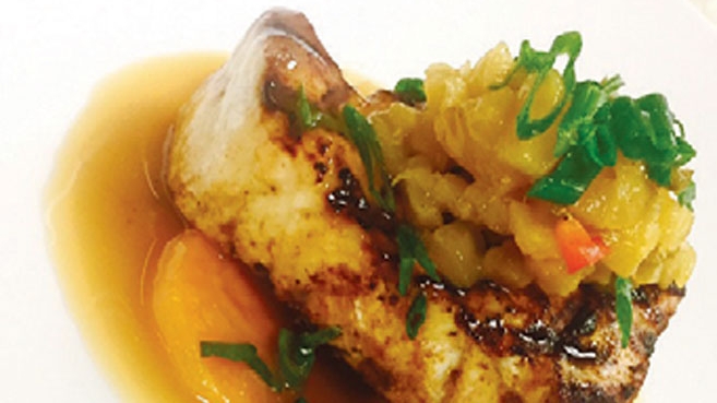 Jerked Cobia with Pineapple Chutney