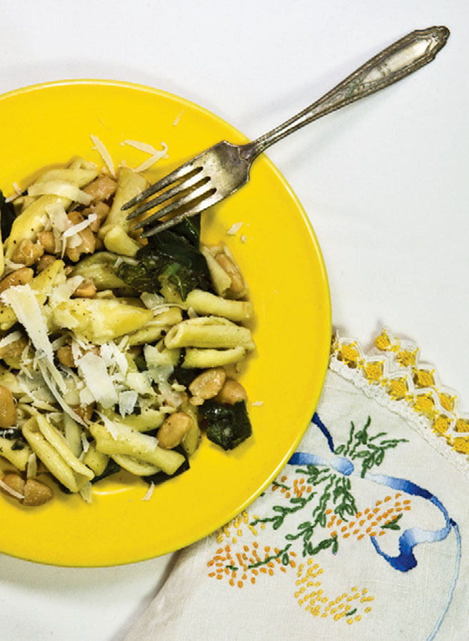 Escarole and White Bean Cavatelli with Shaved Parmigiano Reggiano