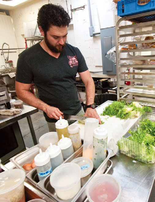 Prepping lunch in the kitchen