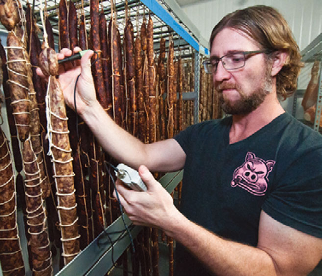 Checking the cured meats