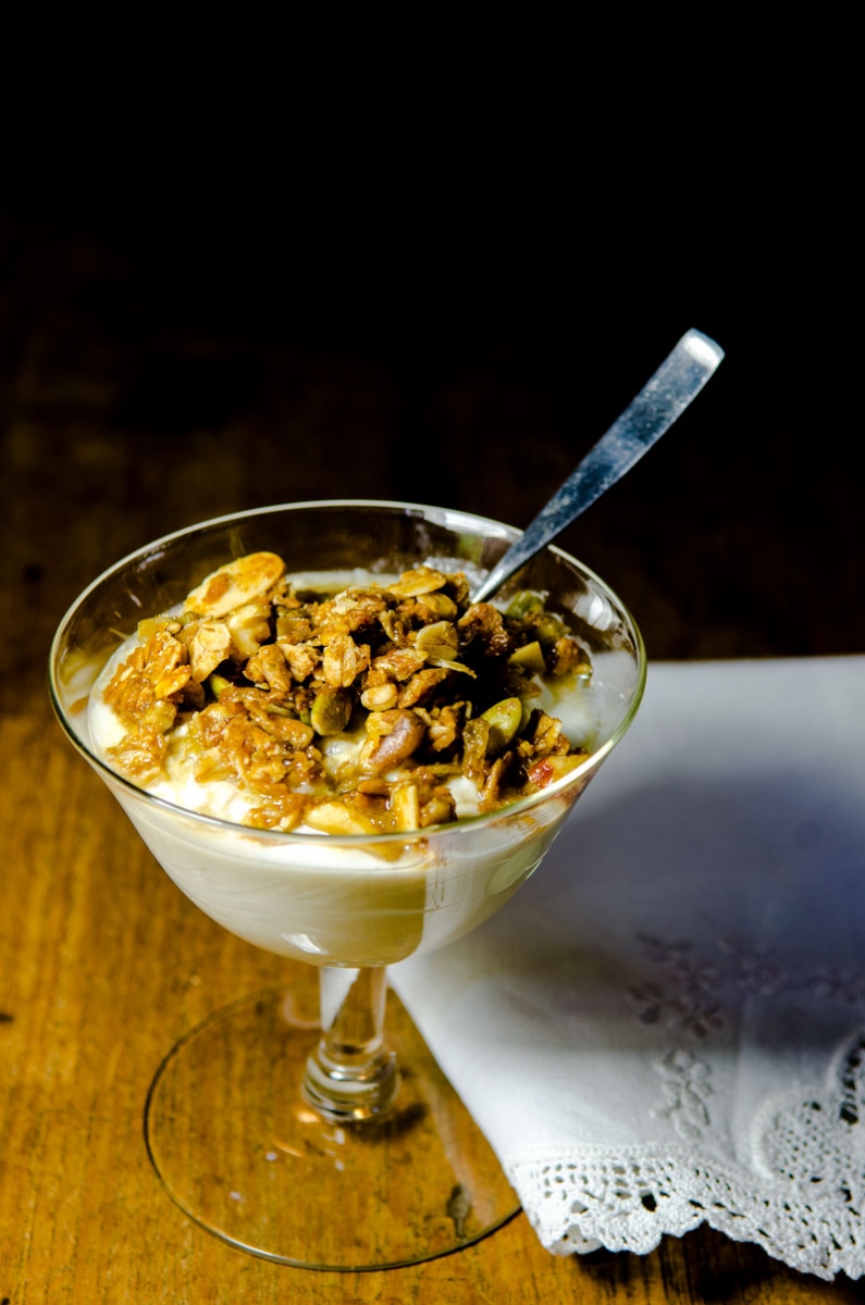 Yogurt with granola makes an elegant dessert
