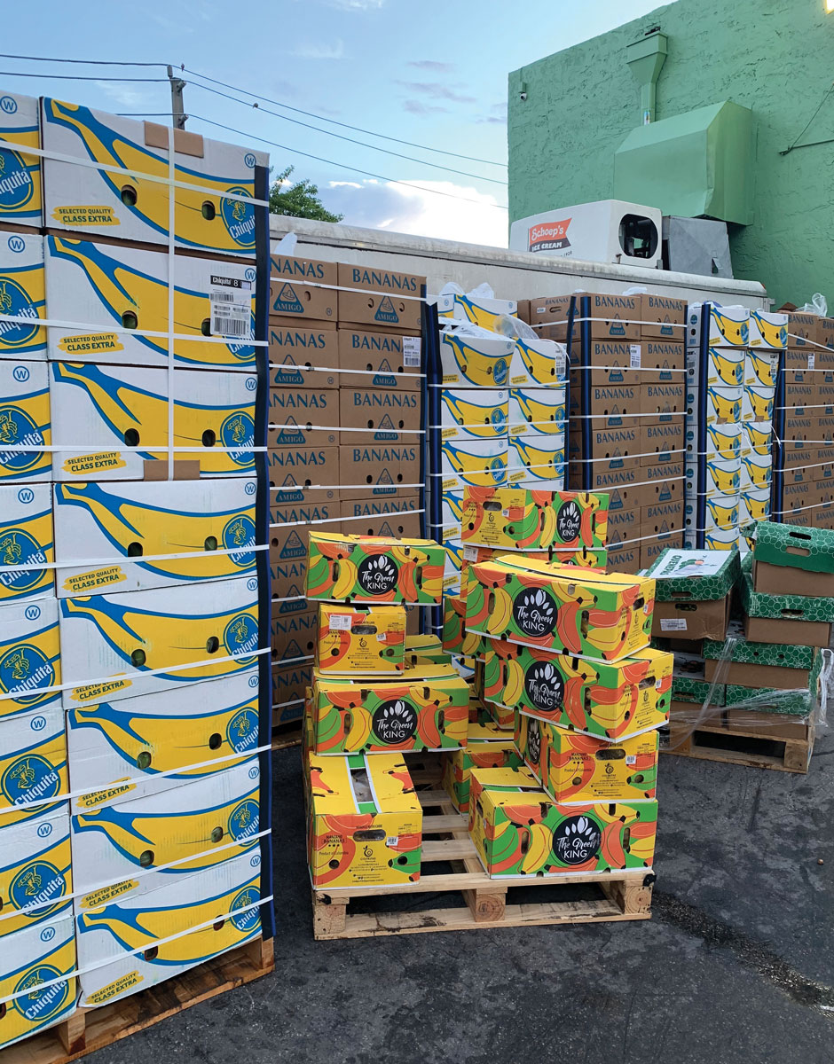 Too-ripe bananas at the wholesale produce market