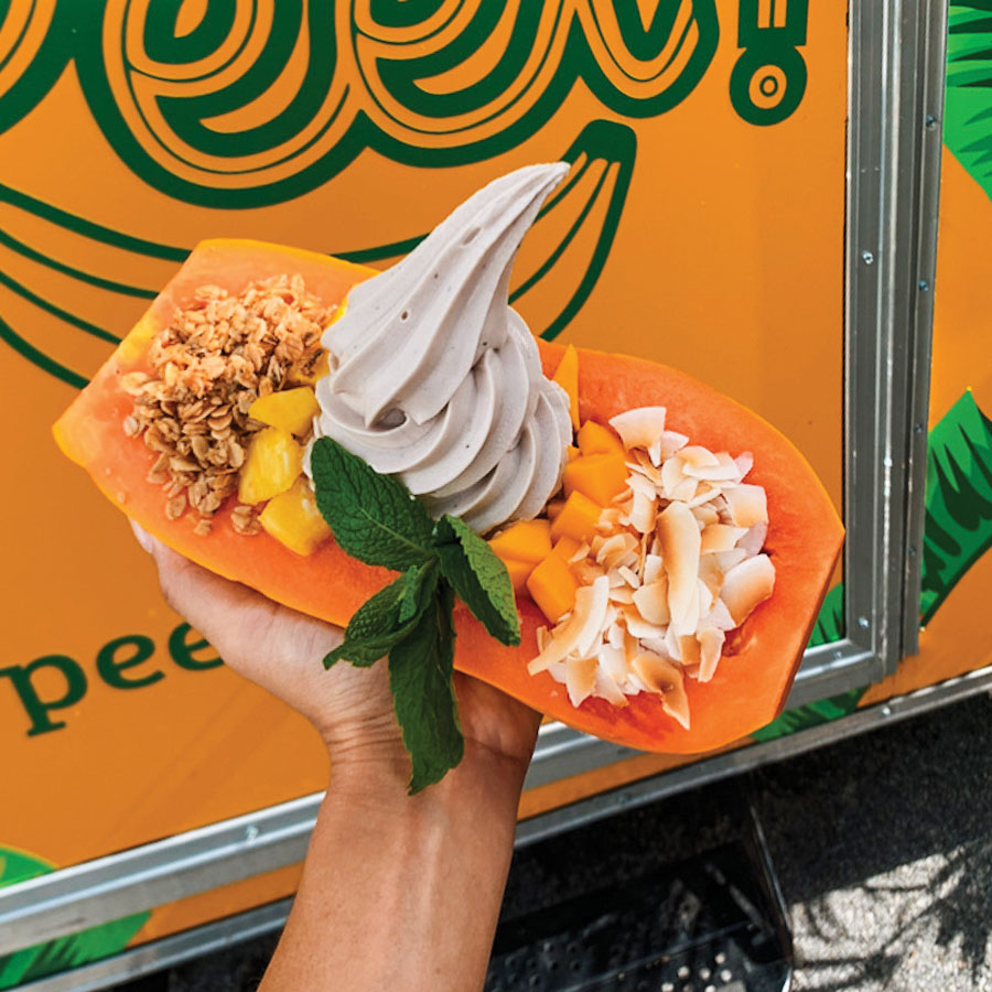 Sometimes peel soft serve comes in a fresh papaya half