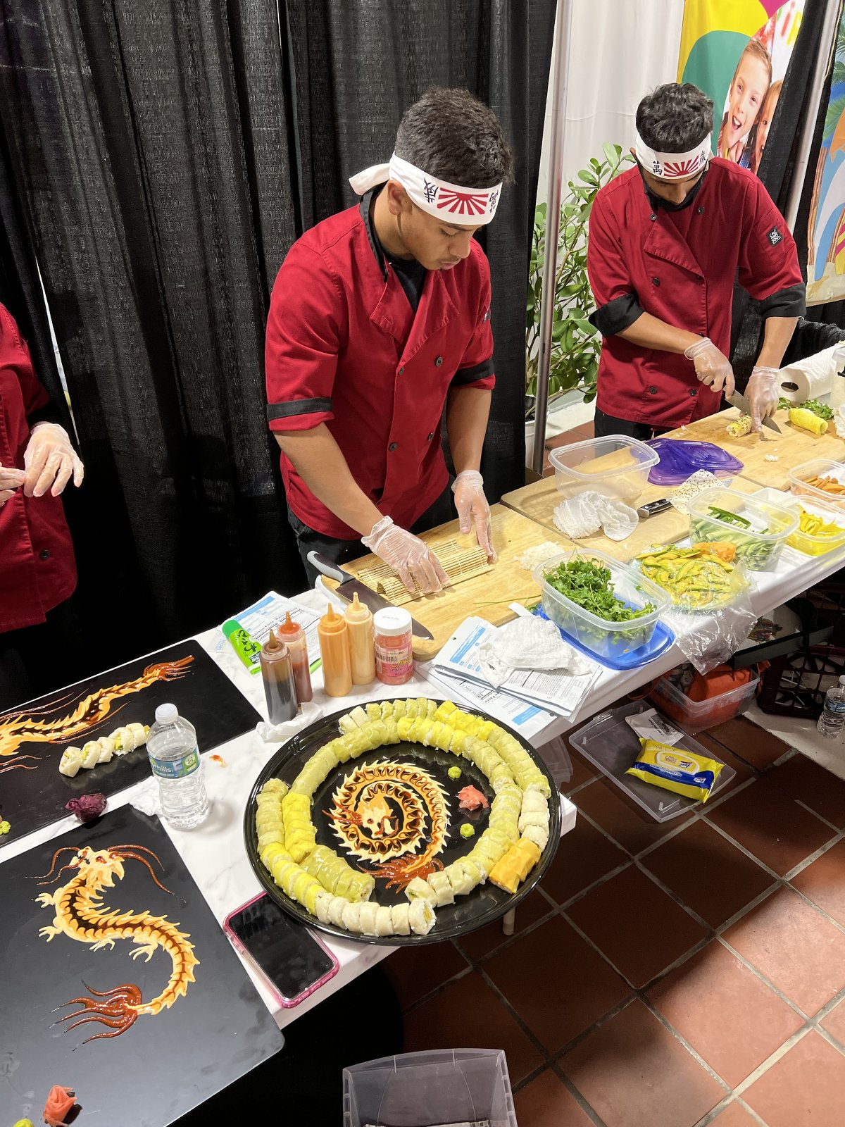 Team Dragonfly from Miami Springs Senior High works on Sherron Sushi Roll