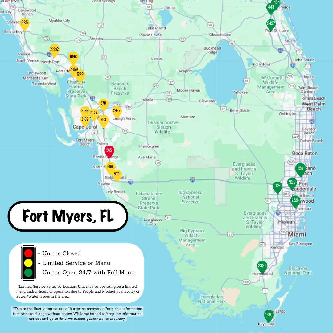 Waffle House Index Fort Myers, Sun., Oct. 13