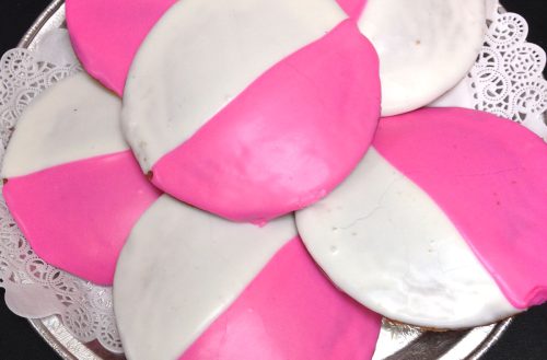 Pink-and-white cookies at Doris Italian Market and Bakery